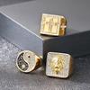 Hip Hop Men's Lion Head/Cross /Tai Chi Signet Ring Stainless Steel Shinny Zircon Ring