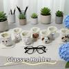 1 étui à lunettes doublé en peluche - Cuir synthétique animal mignon, protège les lunettes/stylos, idéal pour le bureau, la table de chevet et la maison de poupée