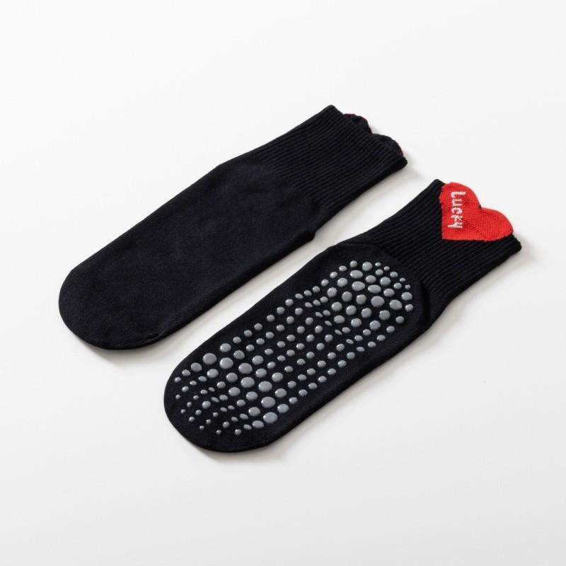 Heart Shaped Cotton Yoga Socks Breathable Sweat Absorbing Anti Slip Professional Dance Yoga Pilates Socks чёрный