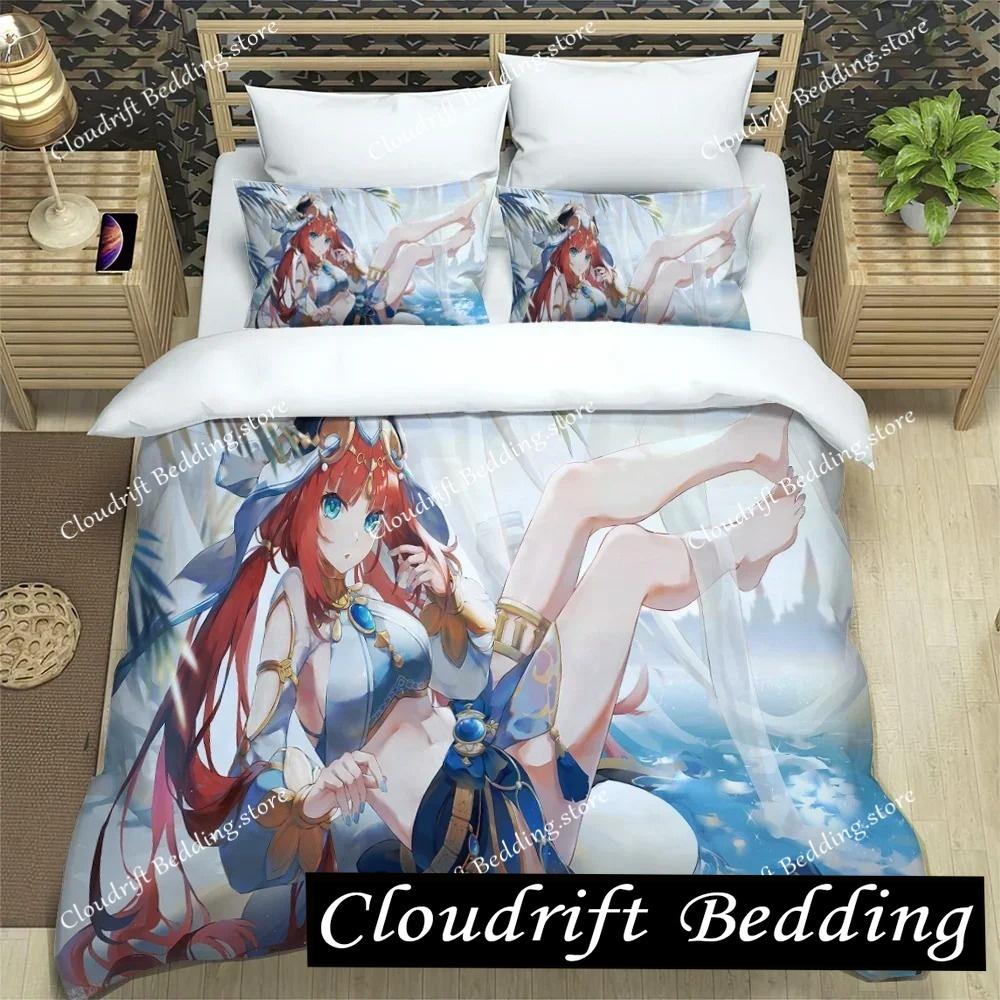 Genshin Impact Element Duvet Cover Set Cartoon Bedding Set Bedroom Dormitory Soft Single Double Duvet Cover For Boys