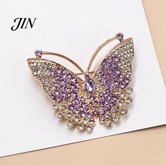 Butterfly Accessory Brooch Pin, 3D Design with Sparkling Rhinestones, Decorative Strong Buckle Badge for Coats Shirts Bags Accessories Jewelry