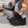 Winter Women's Solid Color Thickern Warm Fluffy Snow Boots Concise Versatile Plush Comfortable Non Slip Chunky Cotton Boots