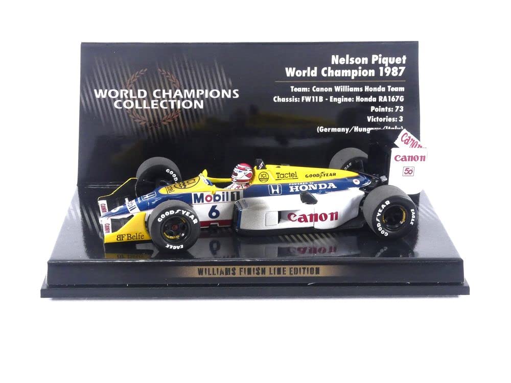 

Minichamps 436876606 Williams Honda FW11B Нельсон Пике Чемпион мира 1987 Версия с грязью Коллекционная миниатюра Многоцветный 143 - - - Автомобиль,