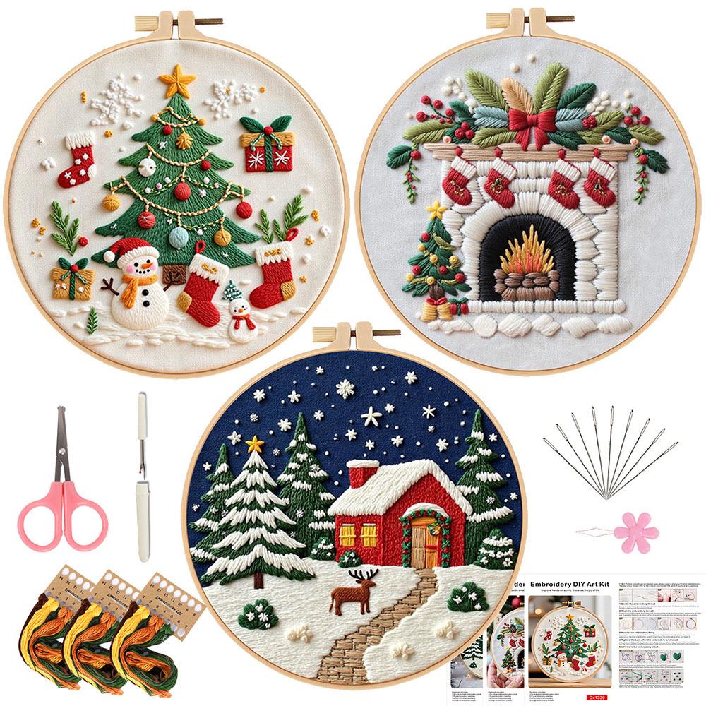 Kit de broderie de Noël fait main 2025 - Instructions en anglais