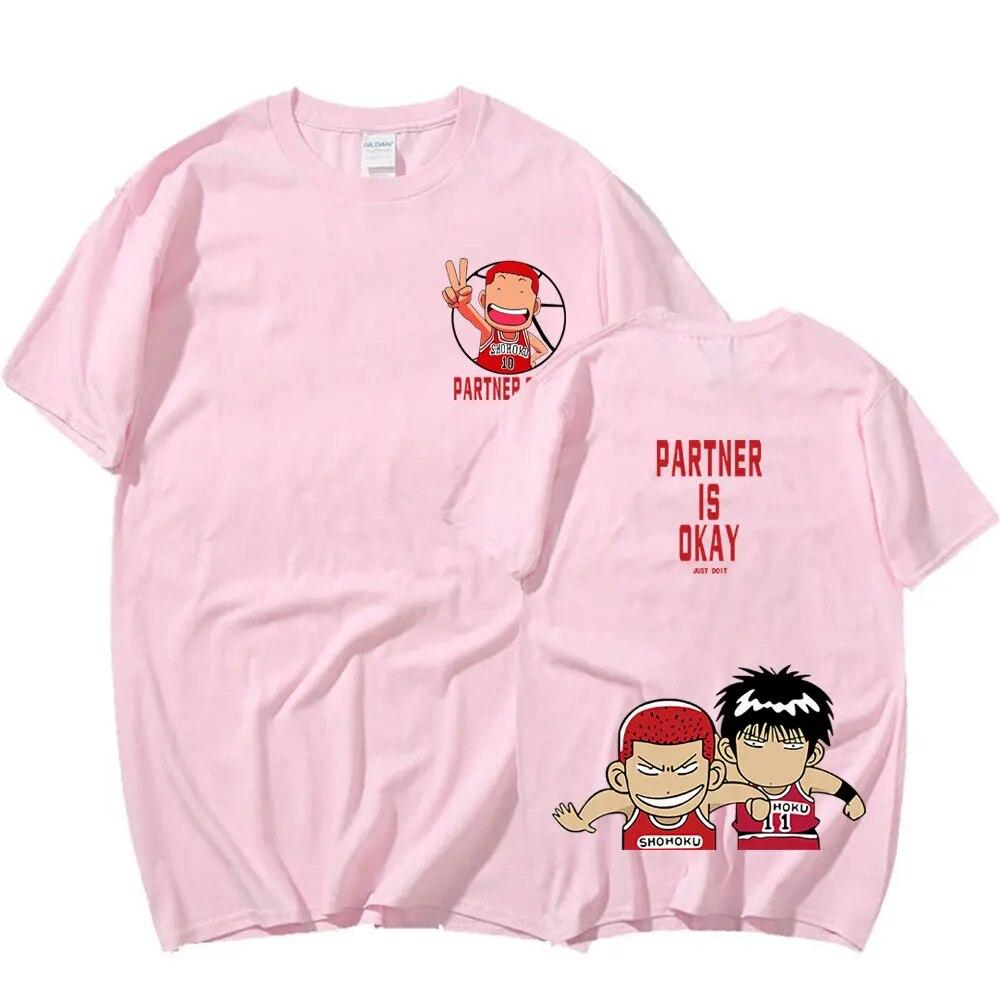 Hot Anime Slam Dunk Print T-Shirt Rukawa Kaede Sakuragi Hanamichi T Shirts Unisex Women Fashion Loose Oversized High Street T-shirt