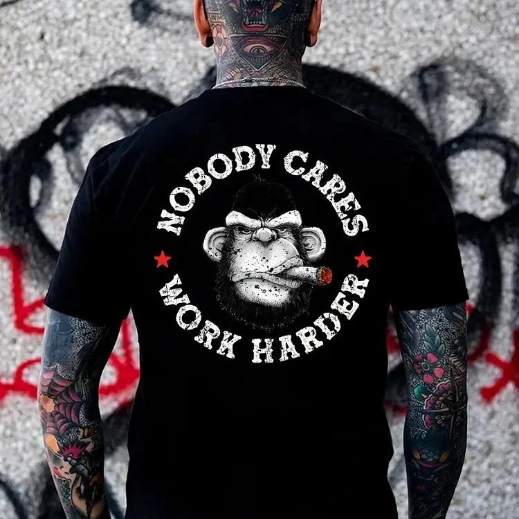 NOBODY CARES WORK HARDER Print T-Shirt XL