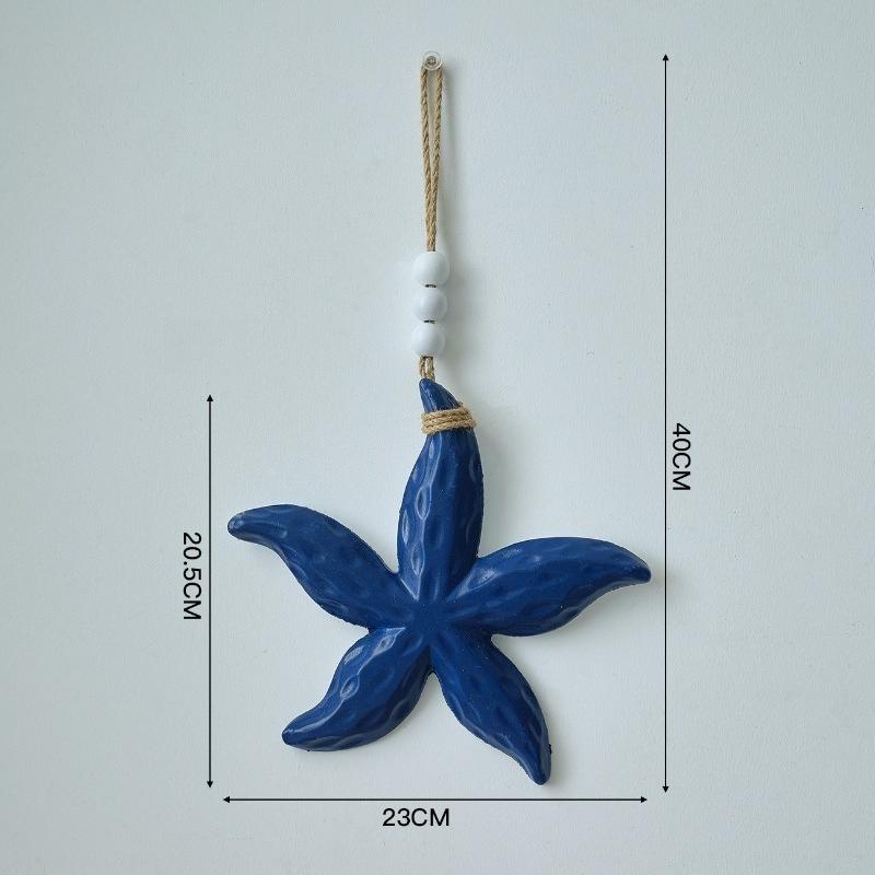 1pcs Ocean Style Wooden Starfish Wall Hanging Decor Nautical Themed Pendant for Doorway Entryway Wall Decor