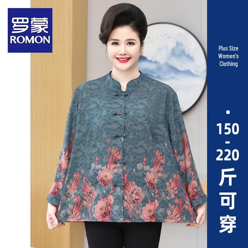 ROMON Women s Plus Size Summer Floral Two-Piece Set 4XL