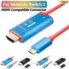 For Nintendo Switch 2 Type C To HDMI-Compatible Cable with 5V USB Charging Portable TV Connector Dock 4K HD Adapter 60/144HZ