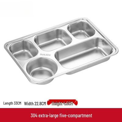 Stainless Steel 5-Compartment Dinner Plate with Lid