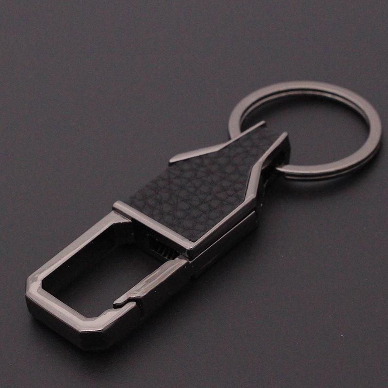 Men s Personalized Leather Patch Car Keychain Accessory Total Length: 8.9 cm