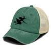 Black Witch Broom Printed Mesh Cap Adjustable Lightweight Baseball Cap Stylish Casual Hat For Unisex Women Hiking Tennis Daily