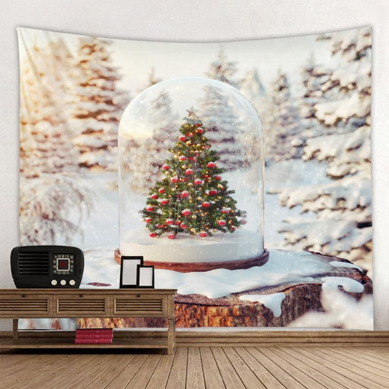 Merry Christmas Christmas Tree Decoration Fireplace Print Pattern Tapestry Home Living Room Bedroom Decoration Hanging Tapestry