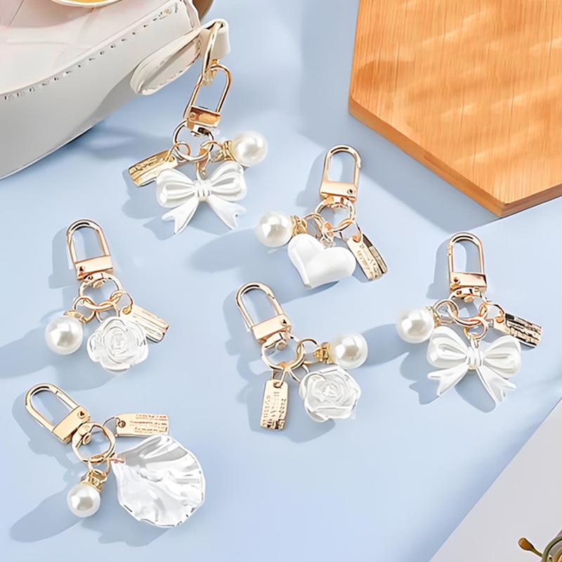 1 Elegant Tassel Gift Keychain Cute Keychain Vintage Bow Luxurious Pearl