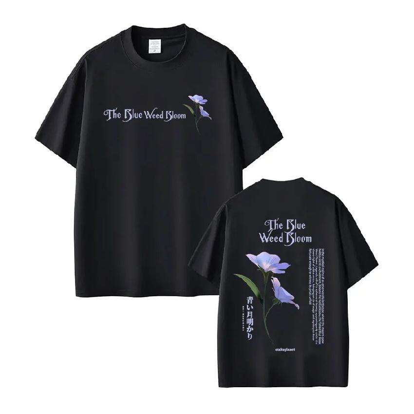

Anime Frieren_ Beyond Journey s End T Shirt The Blue Weed Bloom T-shirt Men Women Clothing Short Sleeve Cotton Summer T-shirts S чёрный