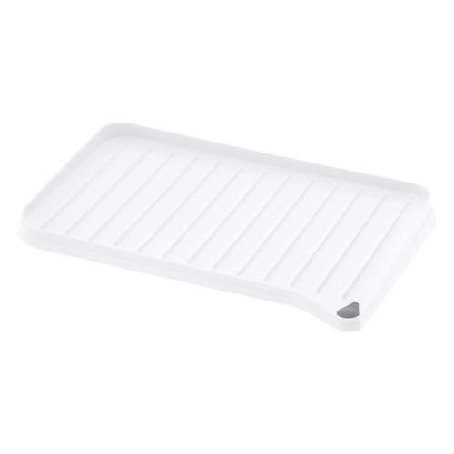 Richell Plastic Draining Tray, White, 41 x 28 x 5 cm, Shelly, Small, with Drainage Tray Stopcock, Reversible, Antibacterial