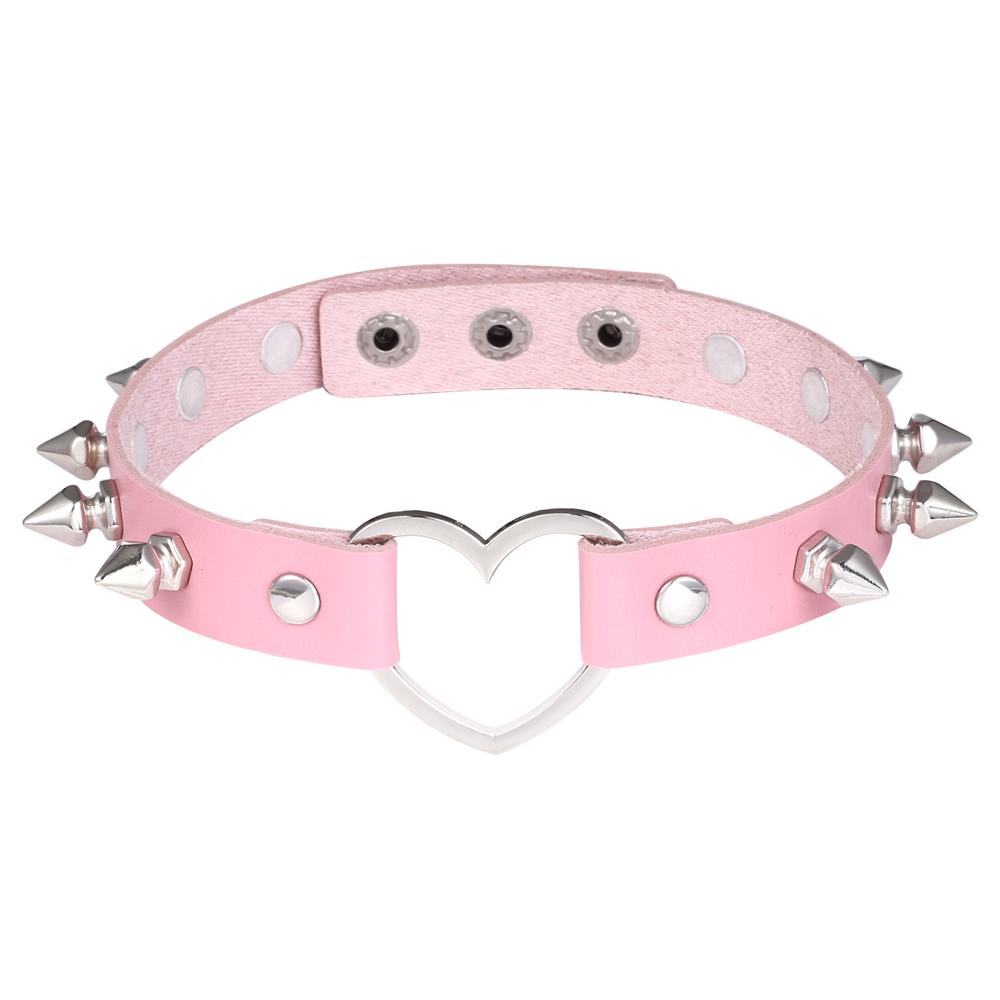 Punk Rock Heart Choker Spike Chocker Goth Steampunk Studded Collar Women Men Emo Fashion Halloween Gothic Jewelry