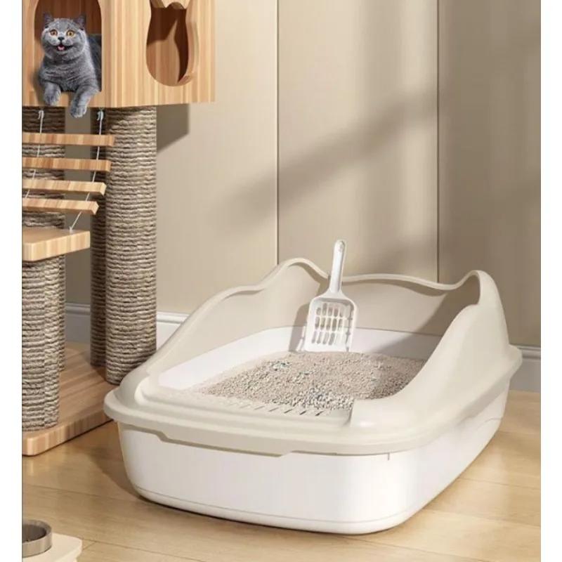Cat Toilet Anti-Splash Litter Box and Bedpan Pet Sandbox for Kitties Simple Cleaning Safe Practical Essential Pet Cat Supplies