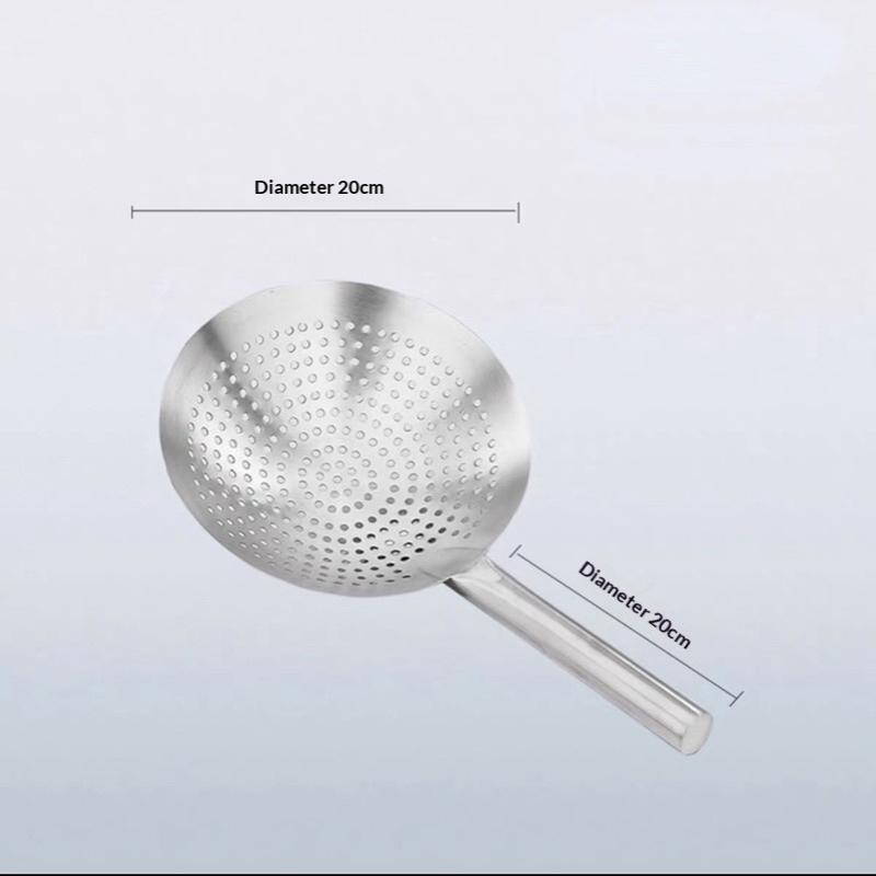 Cooking Made Easy with Stainless Steel Skimmer Spoon Mesh Design for Noodle Dumpling Straining Long Handle 20cm