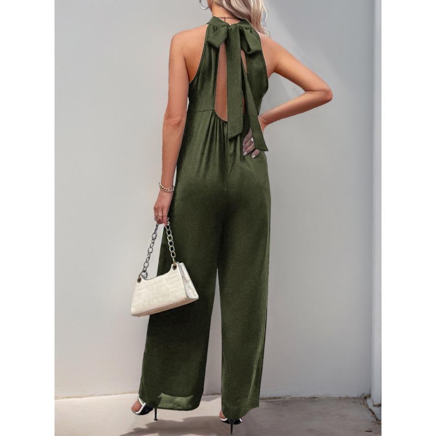 YYFS Women's Fashion Casual Summer Spring Solid Color Print Sleeveless Half Turtleneck Loose Waistline Trousers Jumpsuits & Rompers