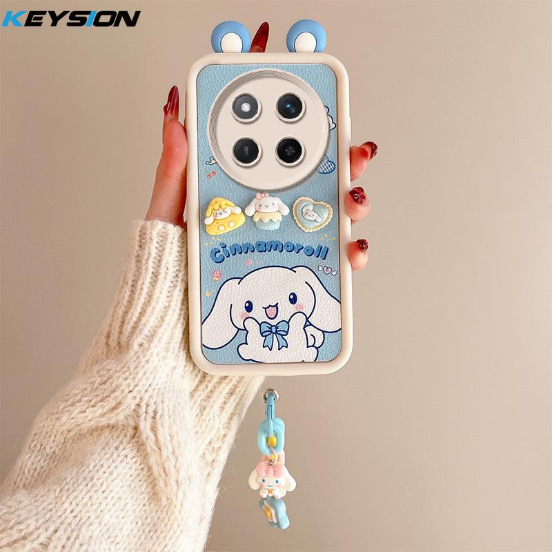 

KEYSION Милый 3D мультяшный чехол с ушками для HONOR X9c 5G с браслетом, мягкий силиконовый противоударный чехол для телефона для Huawei Magic 7 Lite 5G for Honor X9c