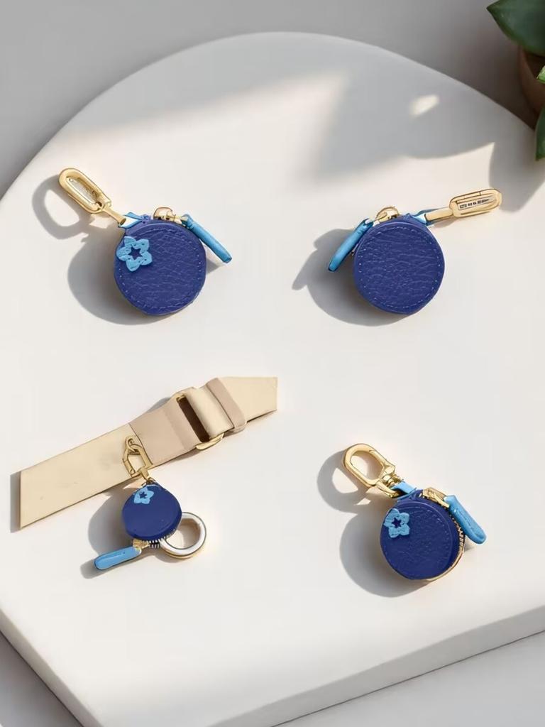 Mehrteiliges Set - Mini süßer Blaubeer-Frucht-Anhänger Münzbeutel Schlüsselanhänger Anhänger Mode PU-Leder-Anhänger Kleine Tasche Geschenk für Frauen