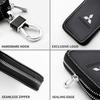 Leather Car Key Case Zipper Keychain Wallets General Keyring Bag For Mitsubishi ASX Outlander 3 Lancer 9 10 Mirage L200 Pajero 4