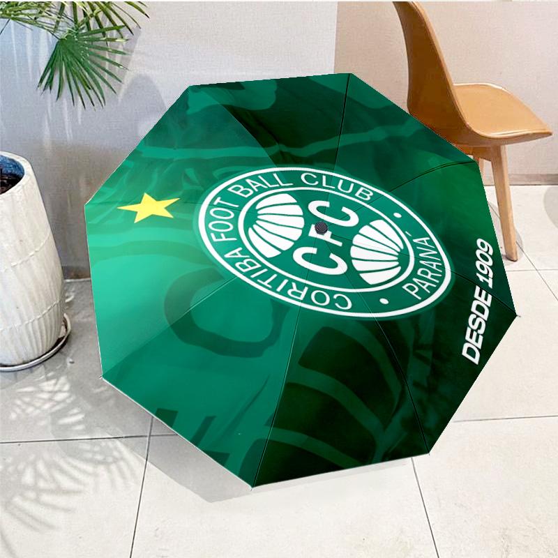 Green Football Club Emblem Printed Automatic Umbrella, 8-Frame for Travel, camping, Casual Umbrella, Essential Gift for for family and friends
