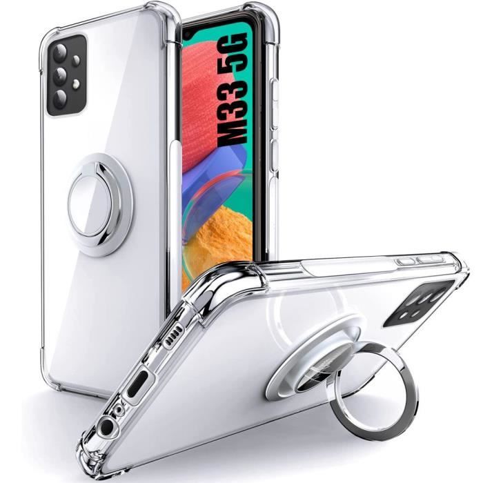 Coque - BOOLING - Samsung Galaxy M33 5G - Transparente - Support Rotatif - Absorption Chocs
