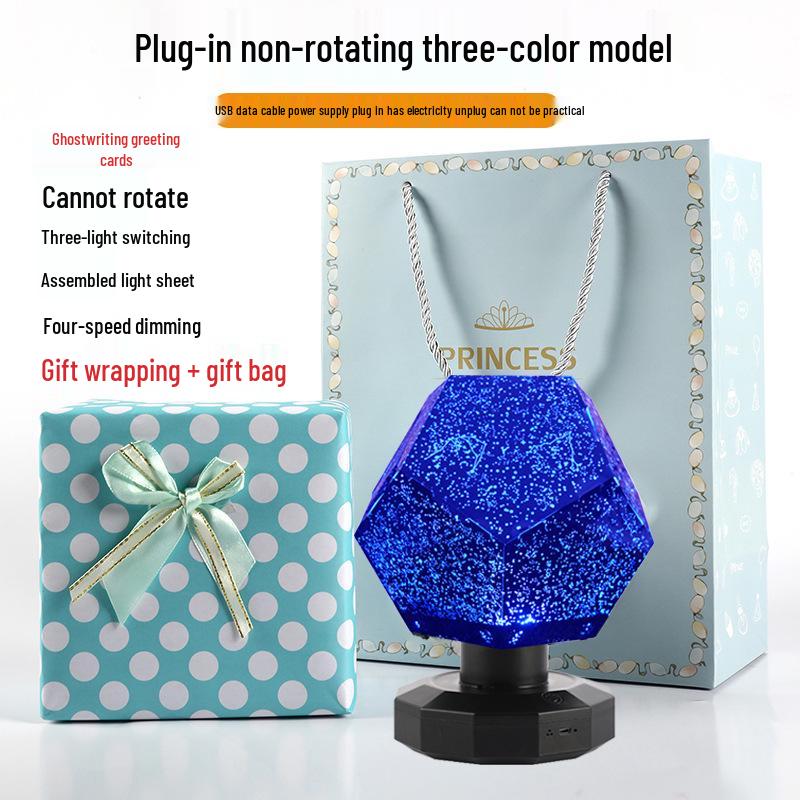 Four Seasons Rotating Starry Sky Projector Lamp - Romantic Constellation Night Light