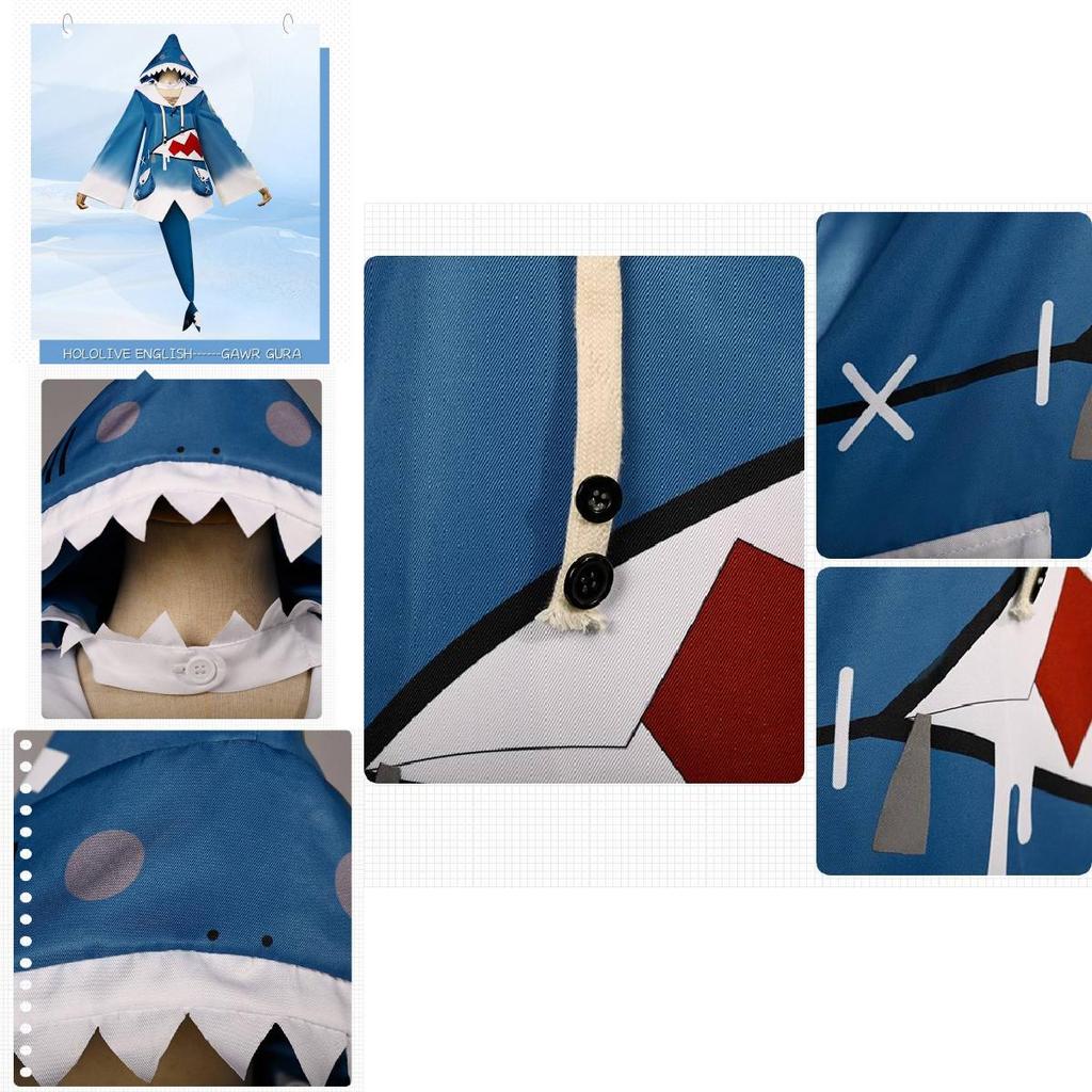 Get Hololive Gawr Gura Cosplay Costume Shark Jacket Outfit With Fish Tail Role Play