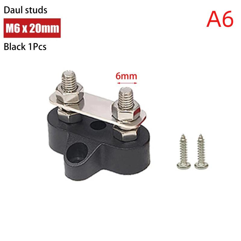 Single/Dual Terminal Block Stud 12-48V Bus Bar Power Terminal Block Positive Negative Fixed Wiring Bolts For Truck Rv Boat