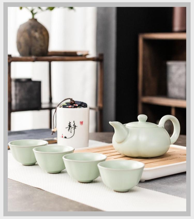 Purple Clay Ceramic Kung Fu Tea Set Home Teapot Set with Portable Tea Tray and Tea Caddy