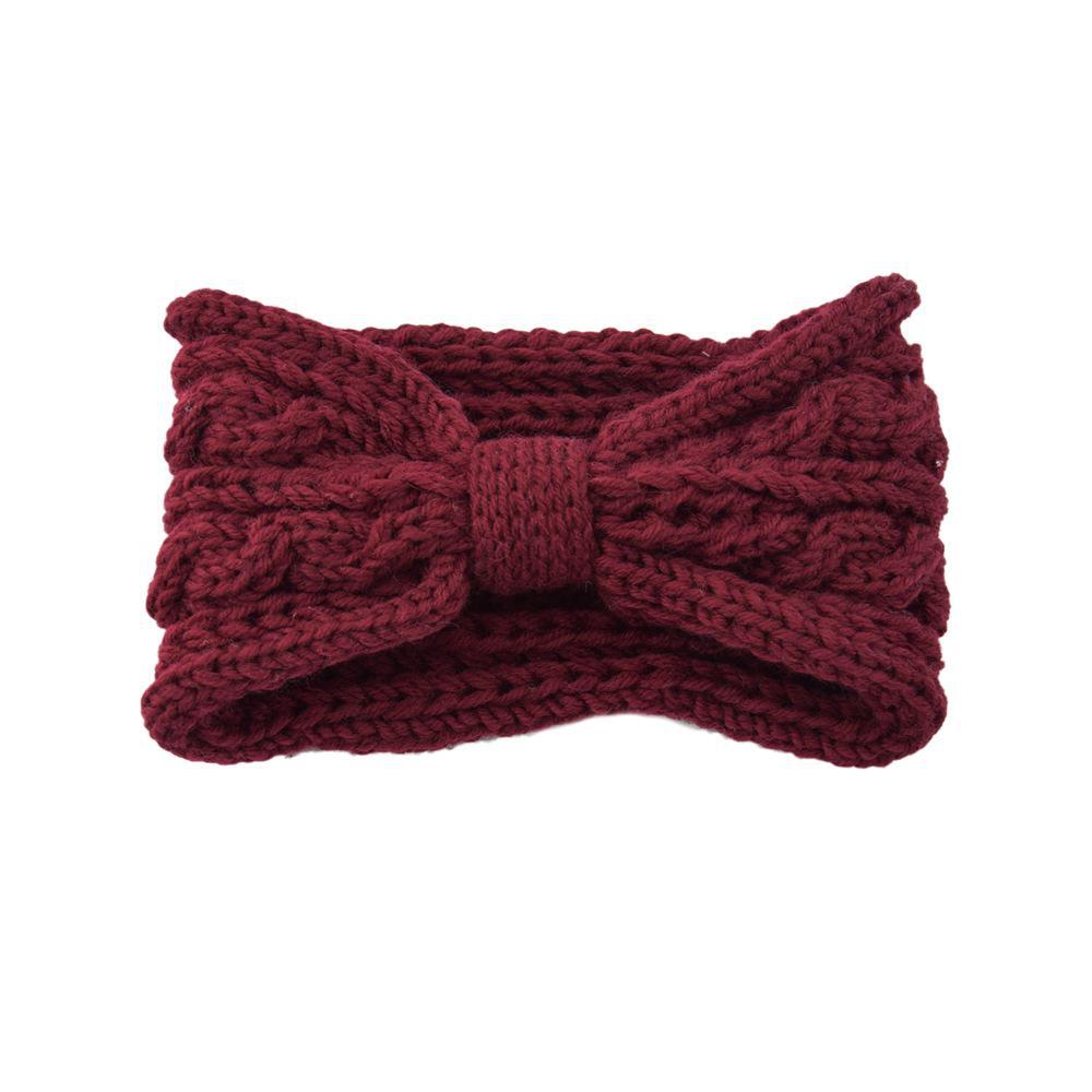 Retro Chic Pletená čelenka se širokým okrajem a mašlí