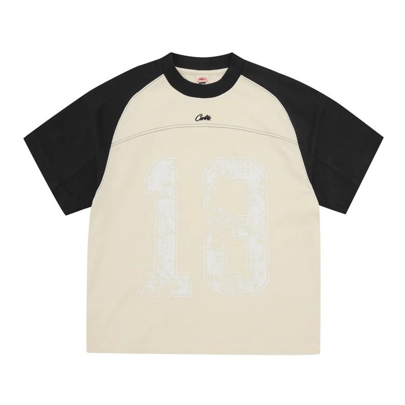 Unisex Streetwear Distressed Number Print T-Shirt With Embroidered Letters Loose Fit Cotton Tee