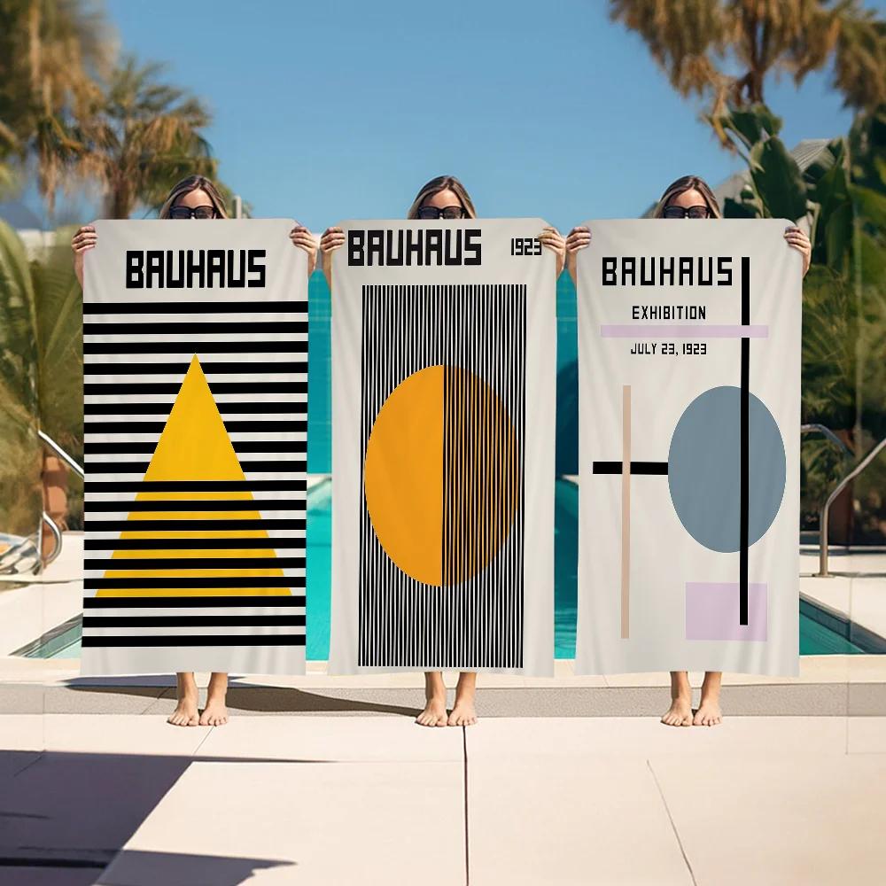 Shanika Chen Abstract Bauhaus Exhibition Geometric Microfiber Blanket Quick Drying Beach Towels Printing Super Absorbent Pool Towel Blanket