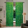 2Pcs Green Curtain Abstract Vibrant Square Pixel Mosaic Design Geometric Technology Grid Suitable For Bedroom Bathroom Living