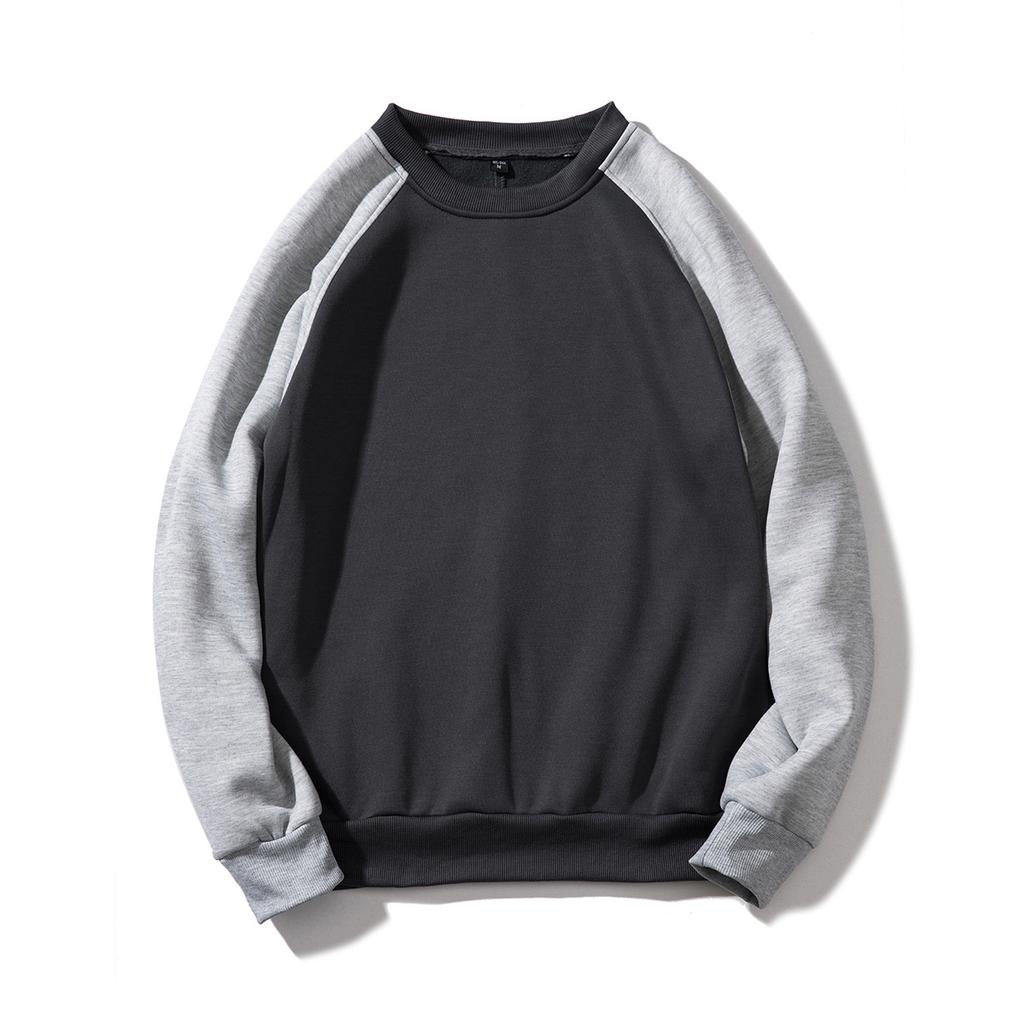 Sweatshirt Men Retro Style Trend Solid Colour Insert Colour Round Neck Sweater Spring and Autumn Long-sleeved Pullover Shirt