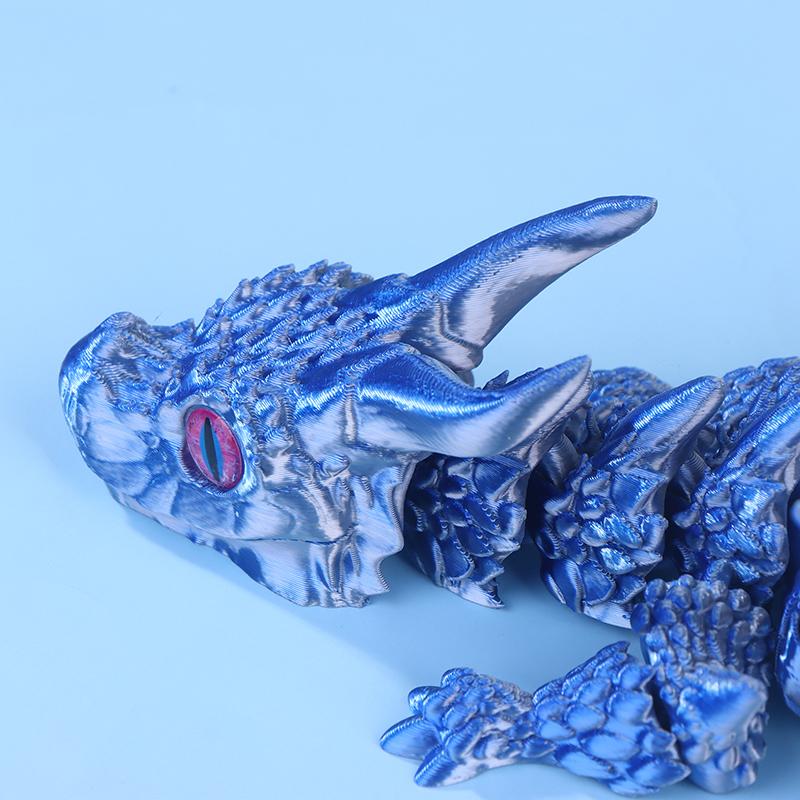 3D-gedruckte geflügelte Kutsche Drachenfigur mit zufälligen Augen Art Deco Harz Drachenskulptur Tischplatte Tierisches Thema Dekorationen