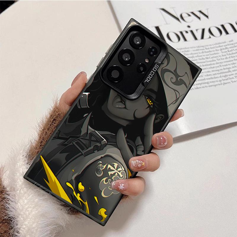 V-Valorant Game Black Cool Soft Phone Case for Samsung Galaxy S24 S25 FE S26 Edge S23 Ultra S22 Plus S21 + Shockproof Cover Back