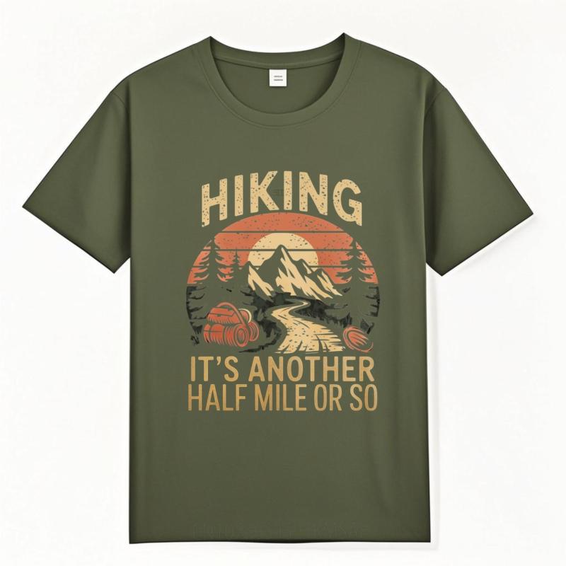 Printed For Men Crew Neck T Shirt Brand Hiking Mountain Sunset Trail Backpack Nature Adventure Hike Hiphop Boys Tee Shirt