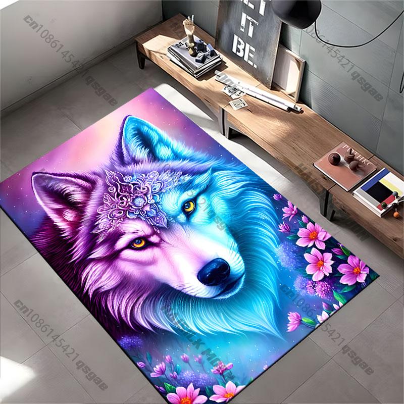 Mystical wolf nature elegance carpet Yoga living room room decor children's crawling mat doormat area rug games mat