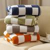 INS Nordic Style Checkered Plaid Throw Blanket Soft Fleece Knitted Sofa Cover Blanket Half Fleece Small Air Conditioning Blanket For Home Nap
