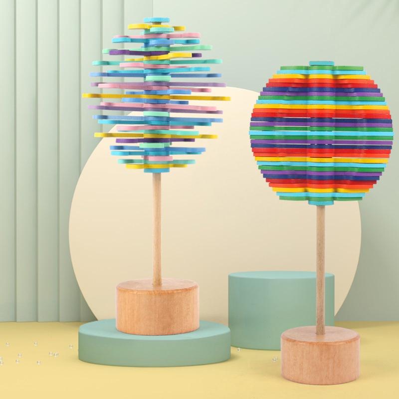 Wooden Fibonnaci Spiral Tree Decompression Toy For Children By Muzhixing Colorful Leaves And Macaron Round Pieces