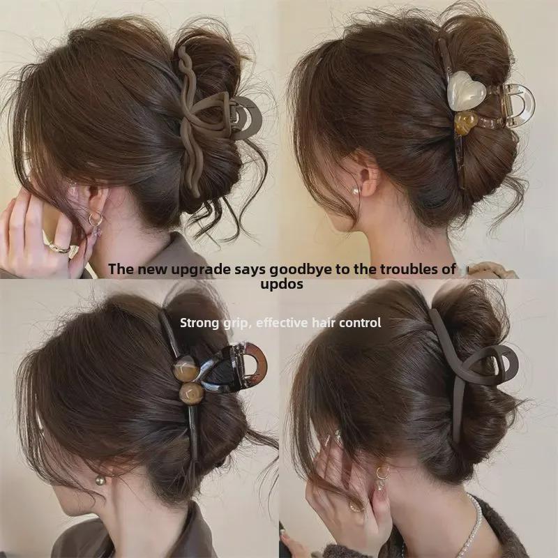 15cm Svart Oversized Hårklemme: High-End Matt Hårklype for Voluminøse Frisyrer