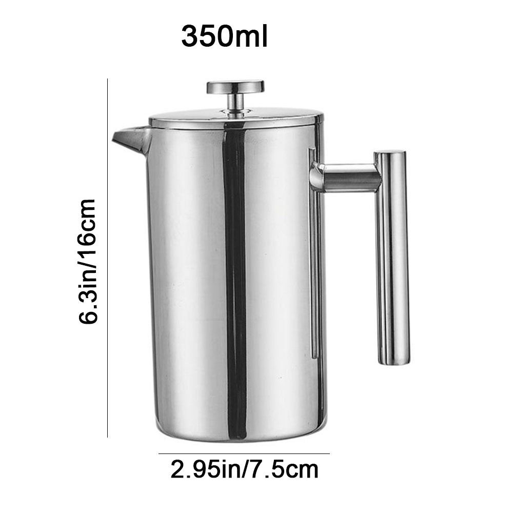350ml French Press Coffee Maker Double Walled Insulated Coffee Press Filter Pot with Filter Stainless Steel Brewing Teapot