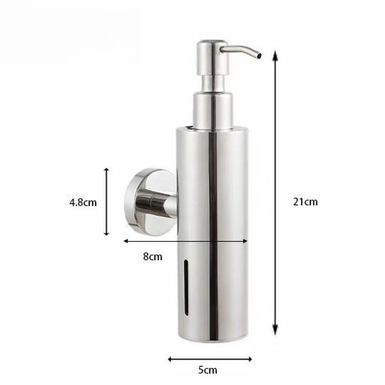 Wall Mounted Manual Soap Dispenser Stainless Steel-Square Round Design for Hotel Kitchen Cleaner Pump Bottle Bathroom Dispenser