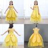 Enchanting Girls Belle Cosplay Princess Dress Yellow Ball Gown For Fancy Parties