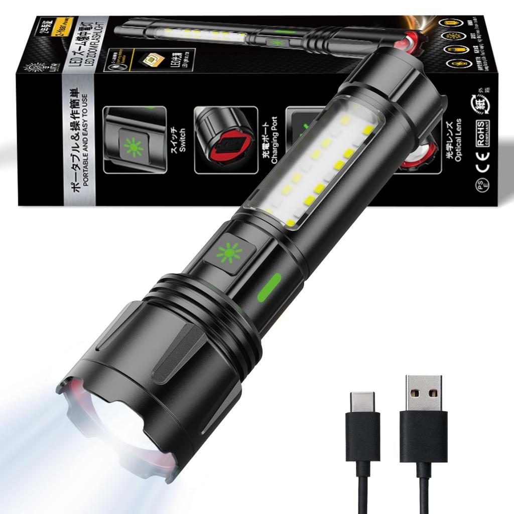 LUTW Powerful LED for Disaster Preparedness and Military Use Reinforced Strongest USB Rechargeable Handheld COB Work IPX45 5 Dimmable Fluorescent