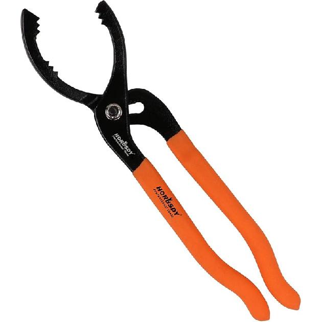 HORUSDY 12" Adjustable Oil Filter Pliers, 20° Angled Jaw Heavy-Duty Oil Filter Wrench, High Carbon Steel Removal Tool With Non-Slip Handles, Fits